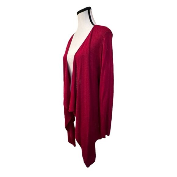 Women’s torrid 2 Crimson Red Drape Front Waffle Knit Waterfall Cardigan - Picture 3 of 13